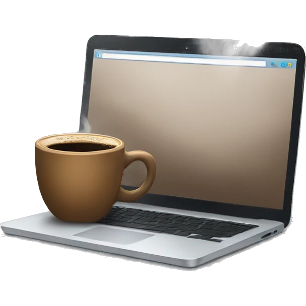 laptop and hot coffee emoji