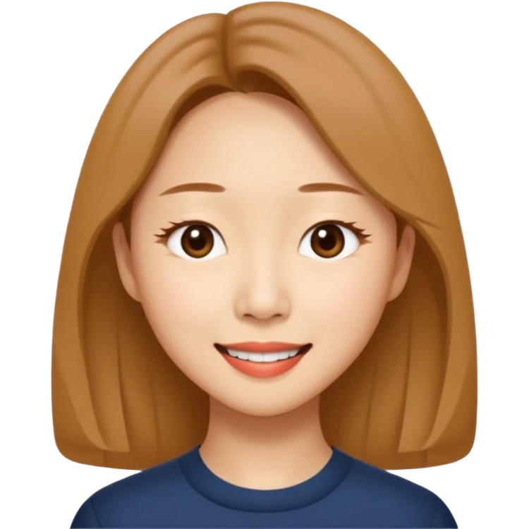 “Cartoon emoji of Gong Hyo-jin, long narrow face, sharp jawline, small almond eyes, high nose bridge, elegant smile, minimal makeup, refined aura” emoji