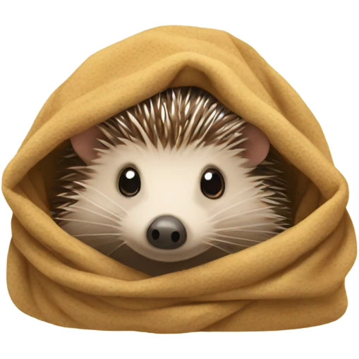 Hedgehog wrapped in blanket emoji