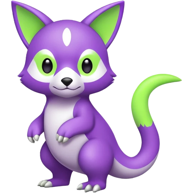 Cute cool purple neon-green white lime animal hybrid Fakemon full body emoji