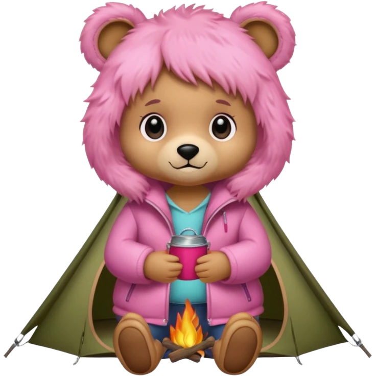 A girly Teddy bear camping emoji