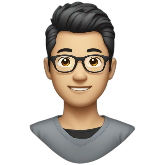 25 year old Asian male with glasses and pompadour hair emoji