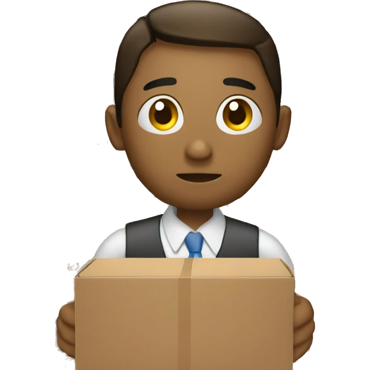 sad employee with boxes emoji