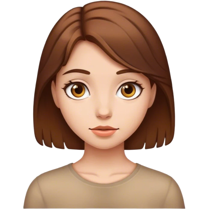 realistic portrait of girl brown hair  emoji