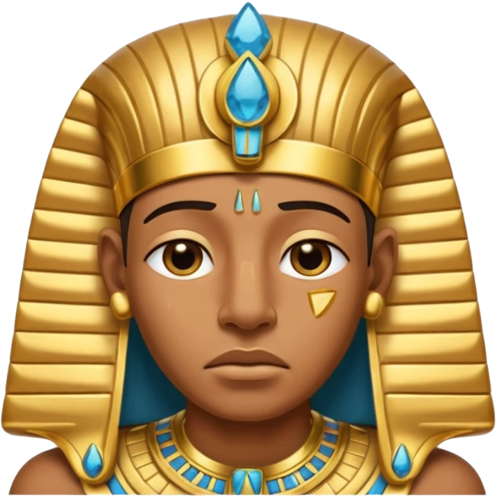 Discord emoji for "RA Silkroad", Ancient Egyptian theme, crying Pharaoh face, cartoonish, colorful, shiny gold accents, small and clear.
 emoji