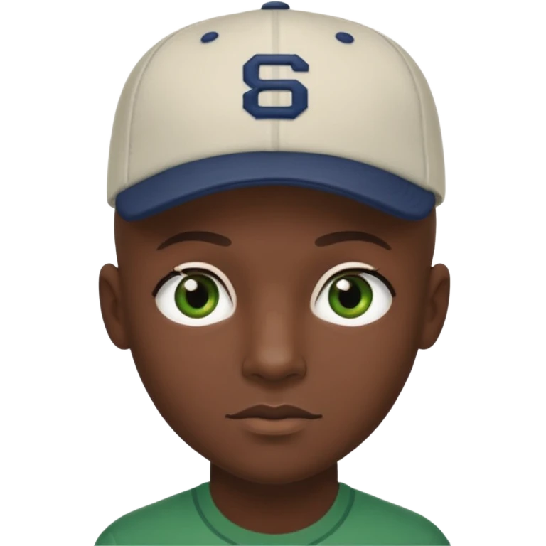 Black bald guy with a baseball cap, brown eyes & a white girl brown hair with green eyes no baseball cap emoji