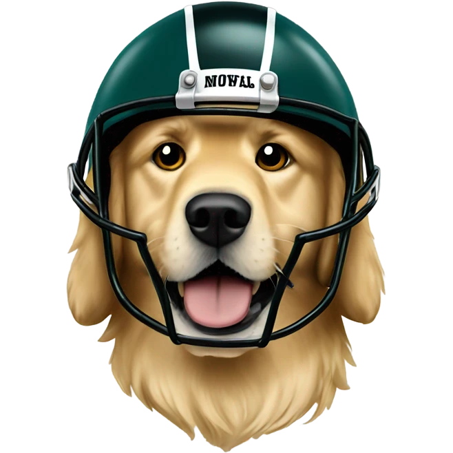 Golden retriever in an eagles helmet  emoji