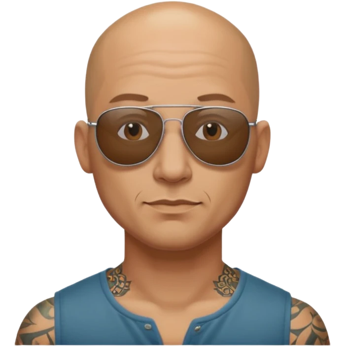   tattooed baldies with  sun glass emoji