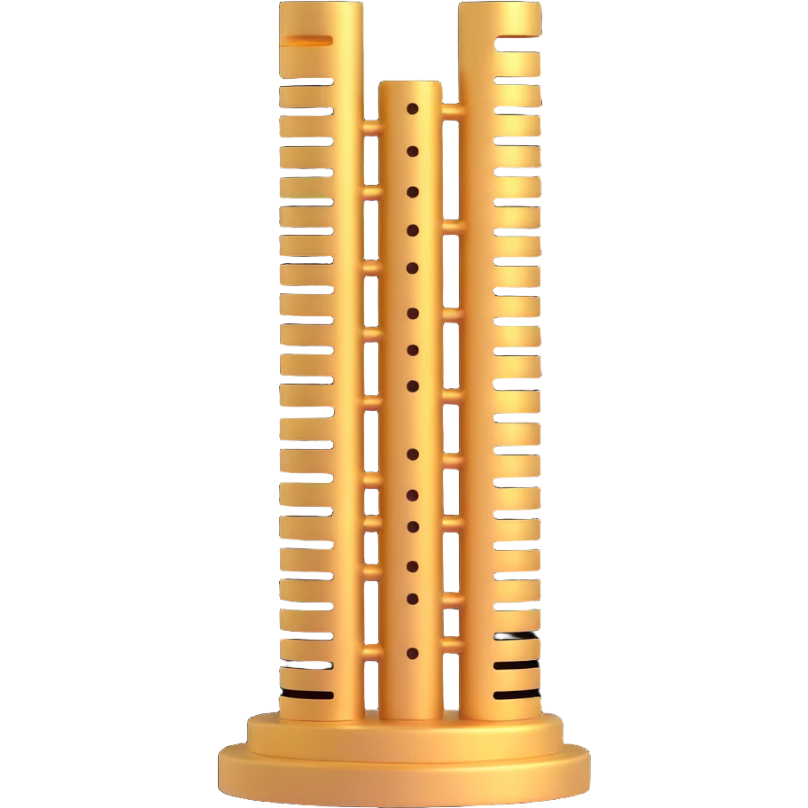 Google Sycamore quantum computer golden tower with stacked circular disks connected by tubes emoji