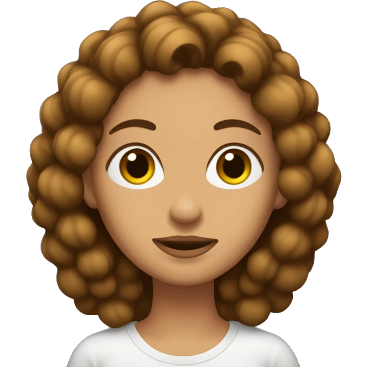 Mujer con rulos pelo castaño oscuro emoji