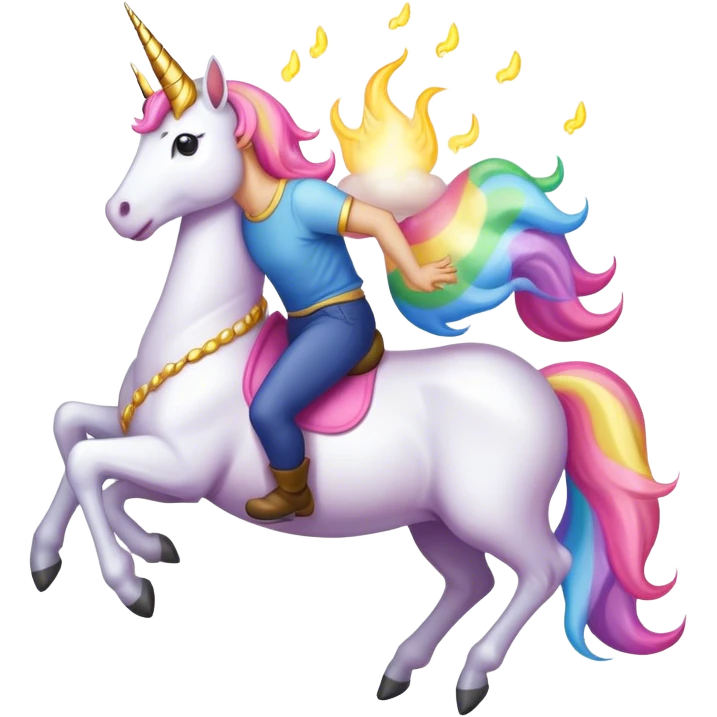 Bean riding a unicorn farting emoji