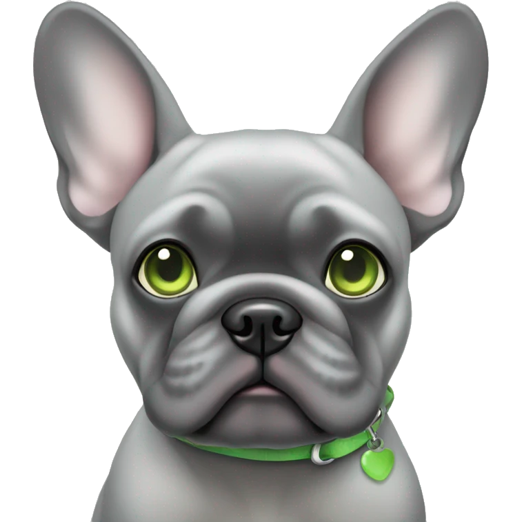 all grey french bulldog with light green eyes emoji