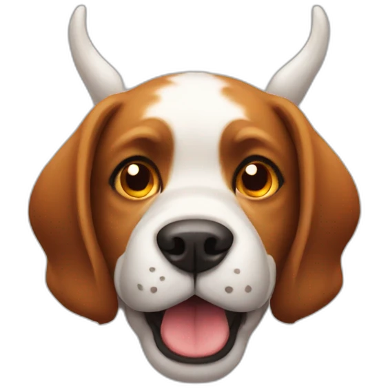 a dog who has a devil horns emoji