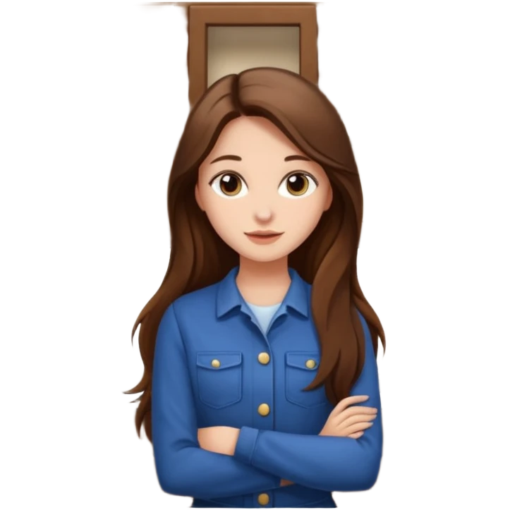 beautiful girl with long brown hair constructing new kitchen cabinets emoji