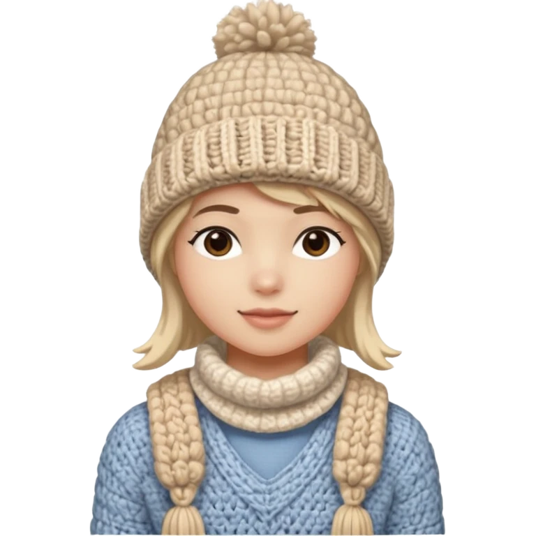 high school student wearing a crochetted winter hat. the hat should be an oatmeal color and texture. remove the pompom emoji