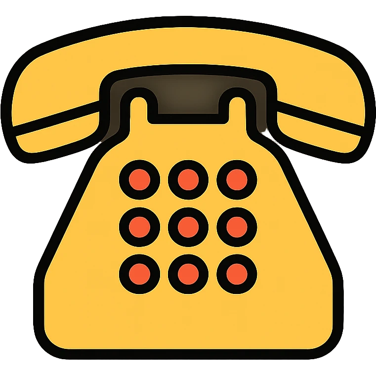 icon of telephone, minimalistic, thin black border outlines, the design uses thin black outlines for a clean and modern look, white background. c0!0r emoji