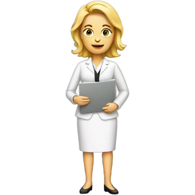 White woman holding a resume emoji
