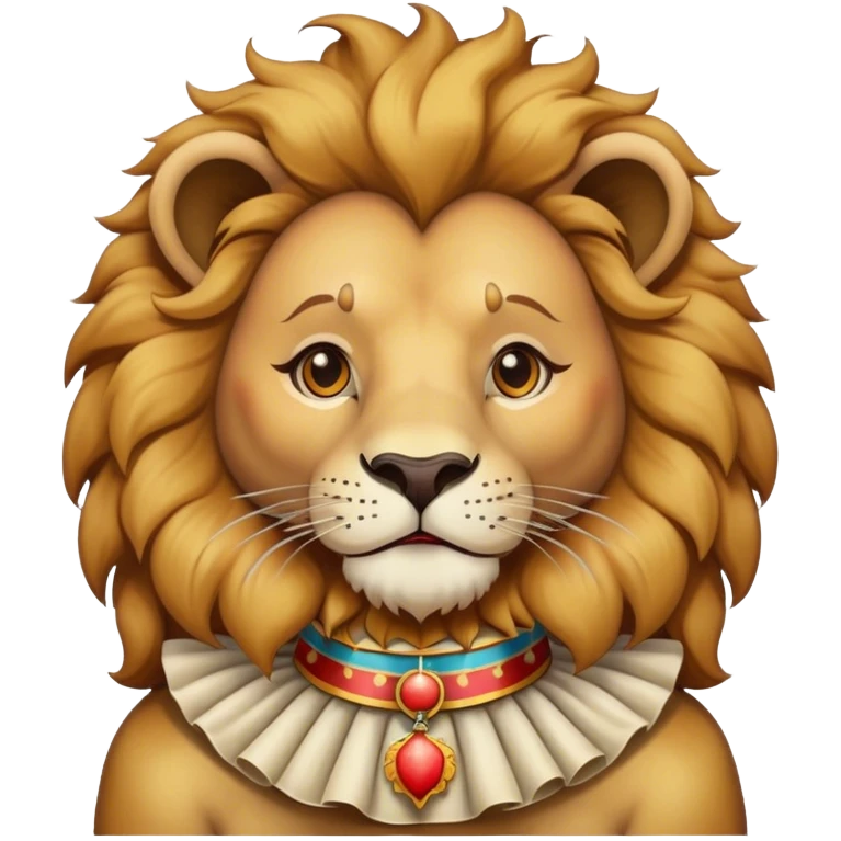 Vintage circus lion wearing ruffled collar emoji