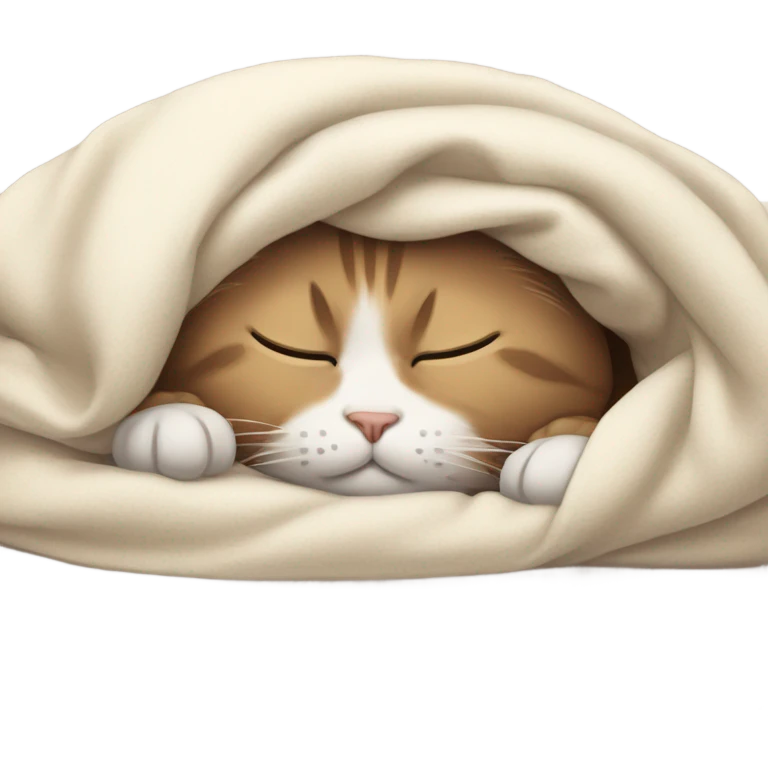 Cat sleeping under the civers emoji