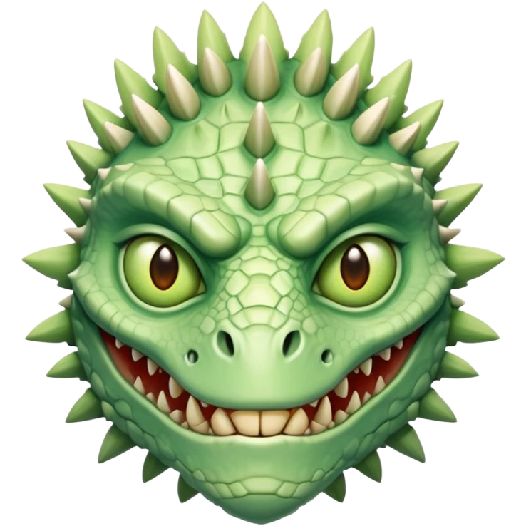 Spiny reptilian human face, warrior with bony scaly face, almond lime eyes emoji