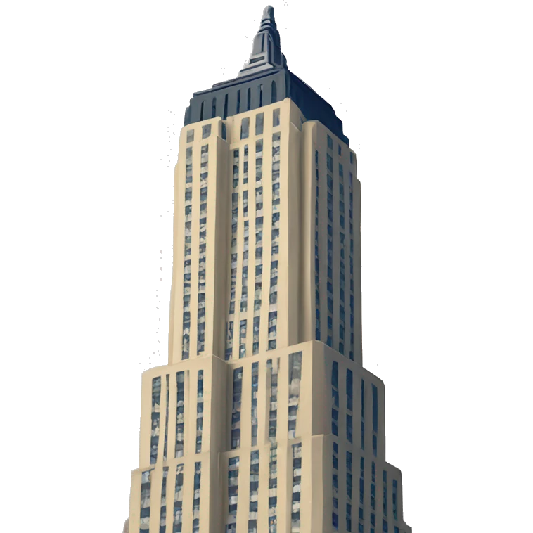 Empire State Building with a frowning face  emoji