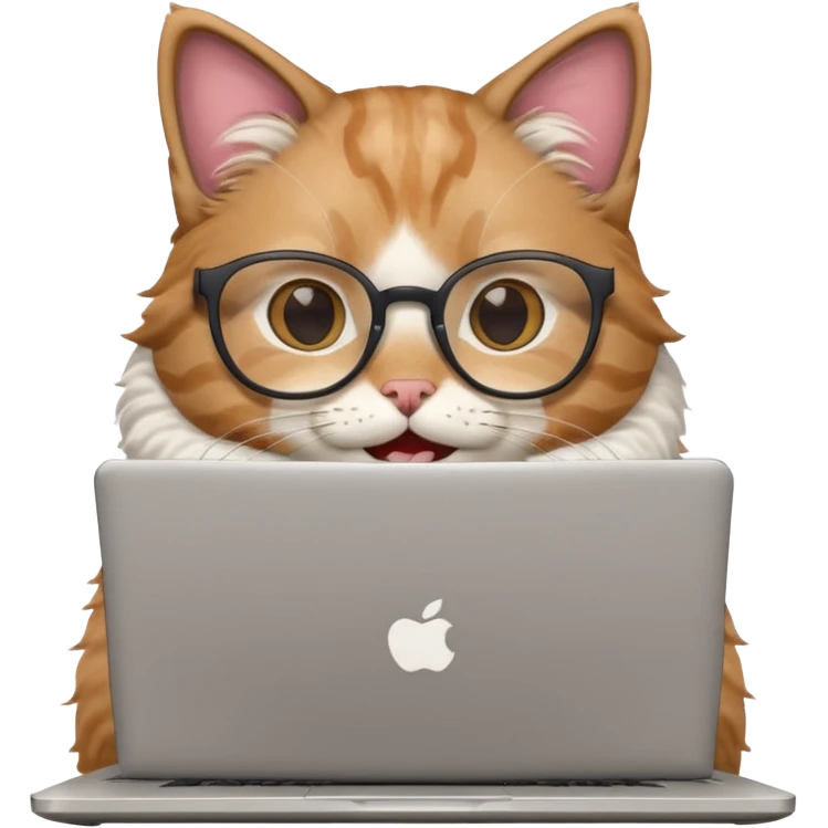 cat smiling in glasses with laptop emoji