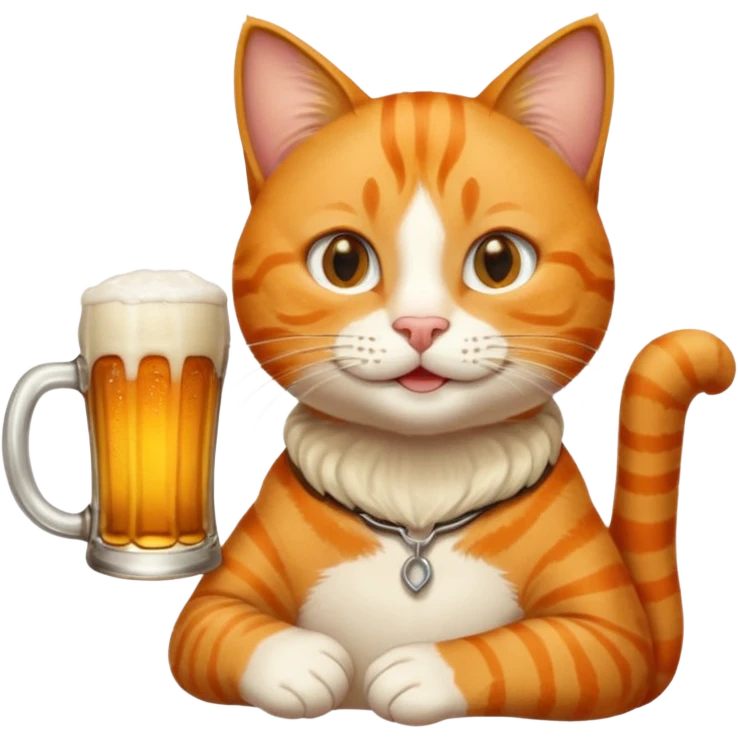 Orange cat drinking a beer emoji