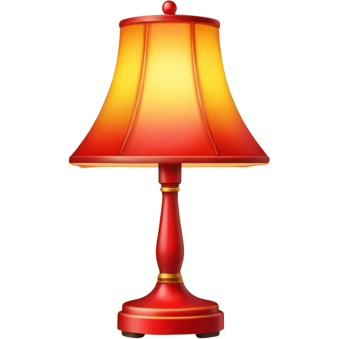 red stand lamp emitting yellow light, warm glow, smooth gradient, bright and saturated colors, minimal details, glossy highlights emoji