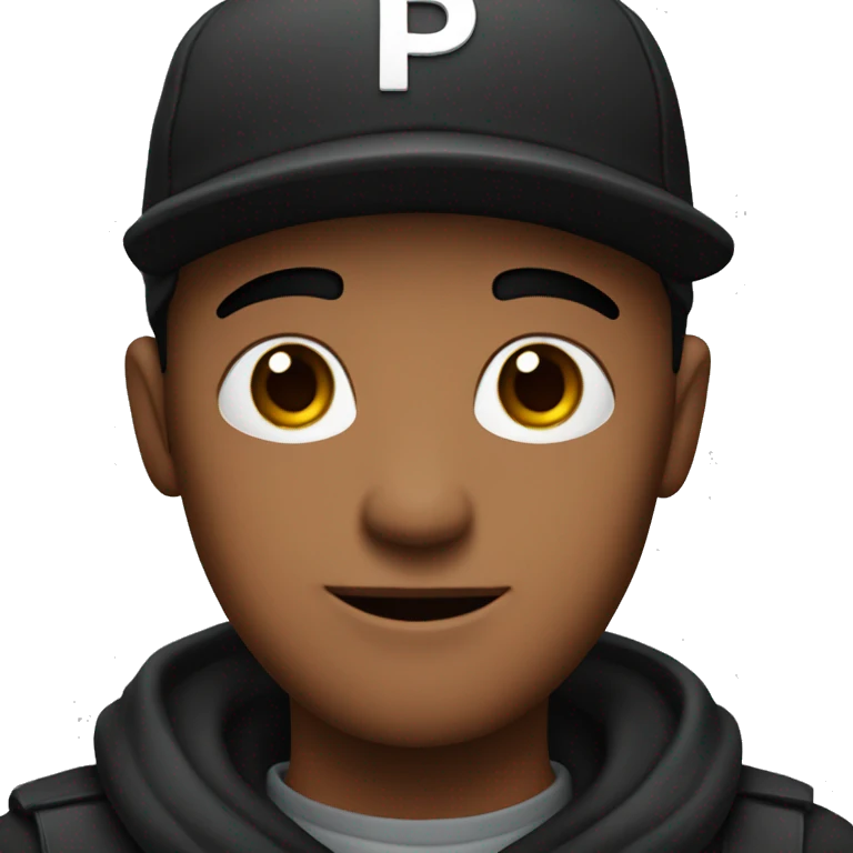 A red-skinned man with a black cap with 'P' on it emoji