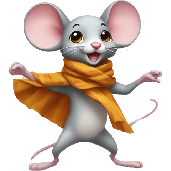 a dancing mouse with a scarf emoji
