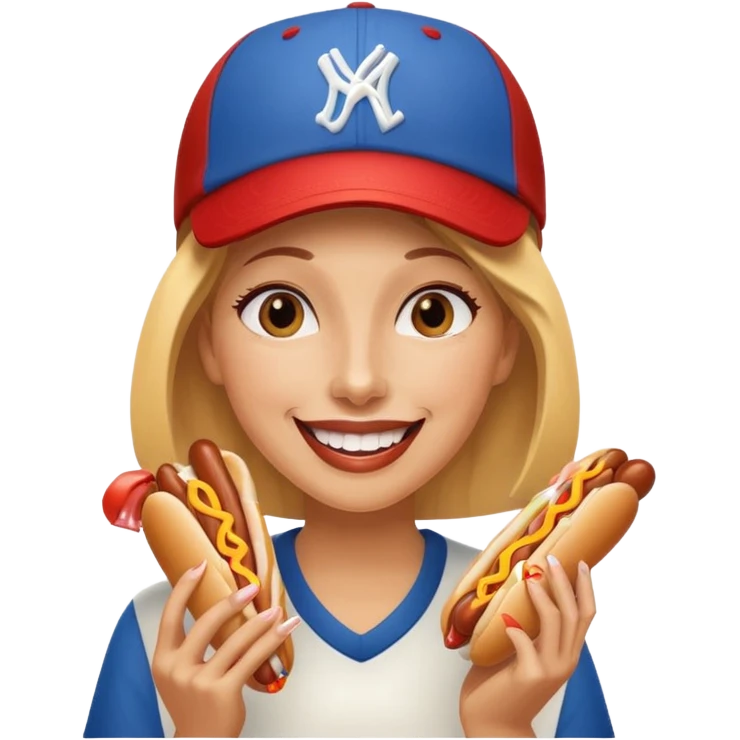 Female eating 3 hotdogs emoji