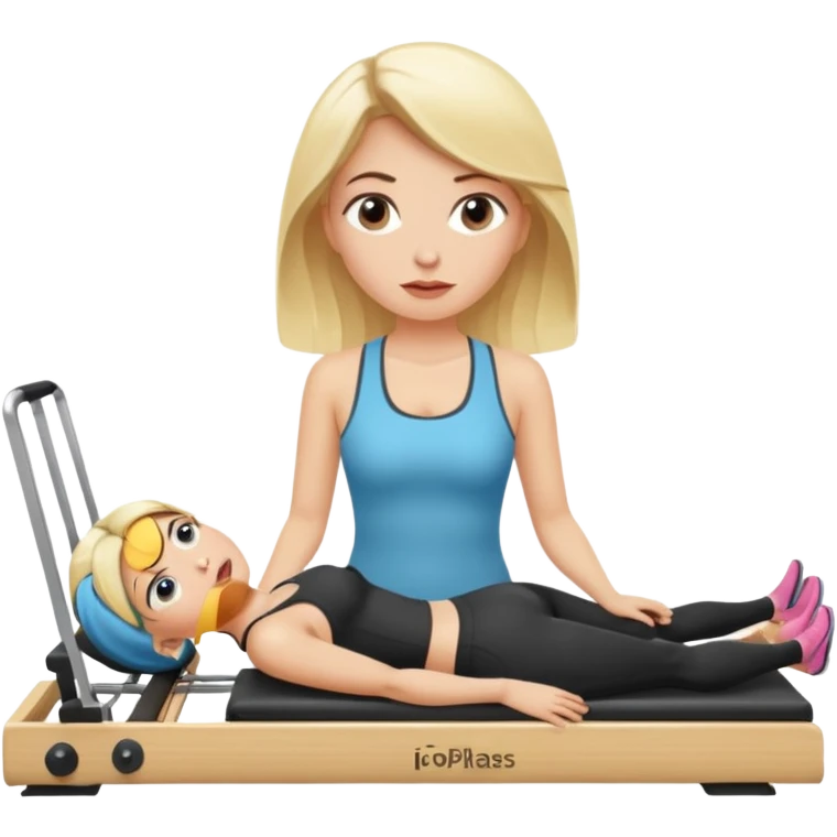 Blonde lady on pilates reformer rolling her eyes  emoji