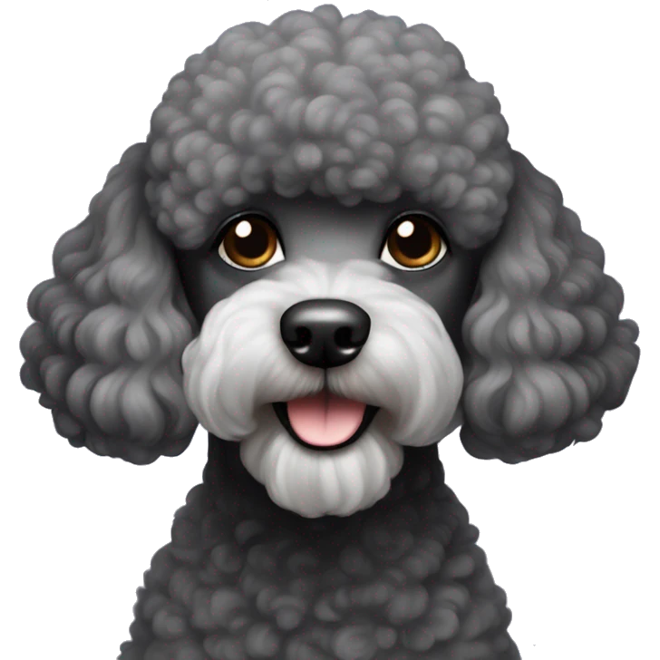 Dark grey mini poodle with white beard  emoji