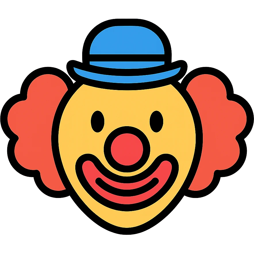 clown face, simple, bold lines, playful expression, vibrant colors emoji