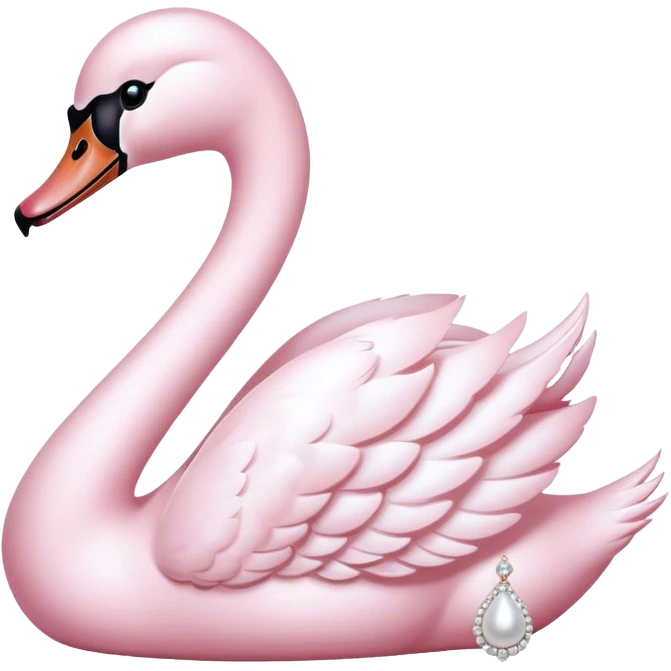 Baby Pink swan with pearls and diamonds  emoji