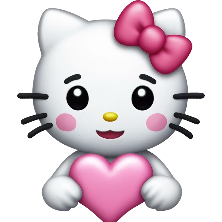 hello kitty with a little pink heart in her hands emoji