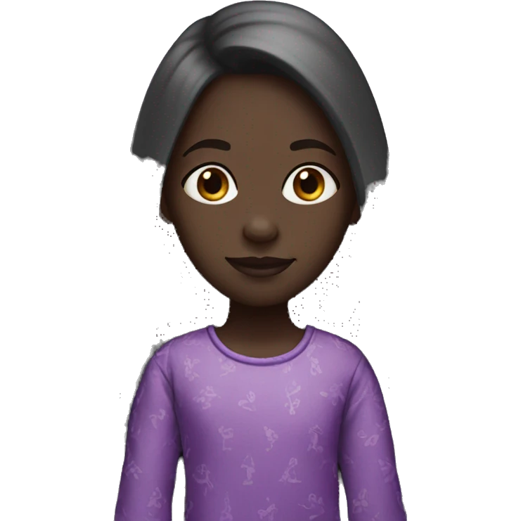 darkskin girl with long back hair with purple pajamas emoji