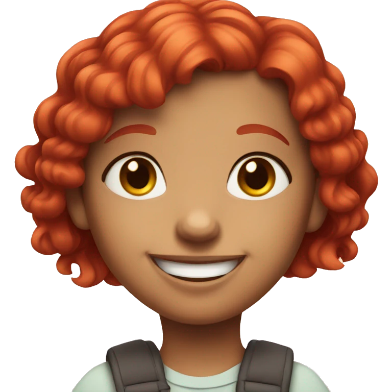 Cute cartoon girl with red hair smiles emoji