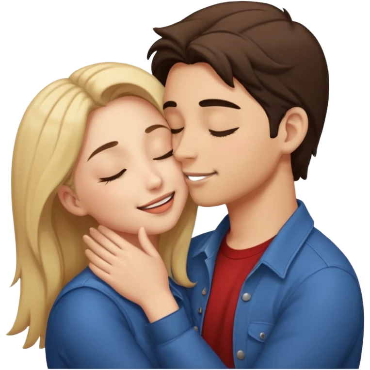 romantic passionate kiss between two people, eyes closed emoji