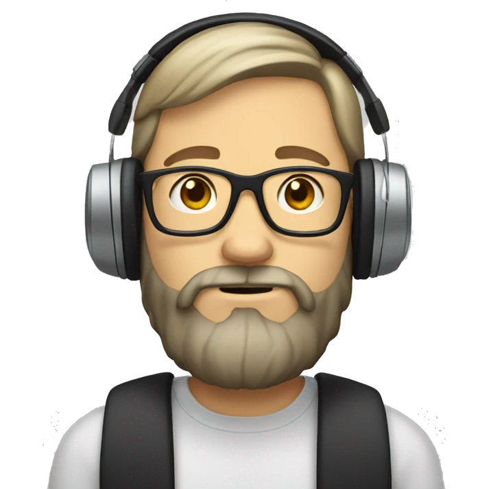 white male with beard, glasses, and headphones emoji