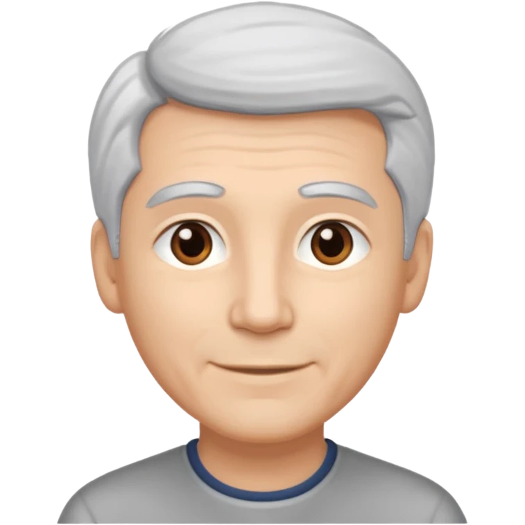 A light-skinned man with soft, silver-white hair styled upward, brown eyes, and a gentle smile. emoji