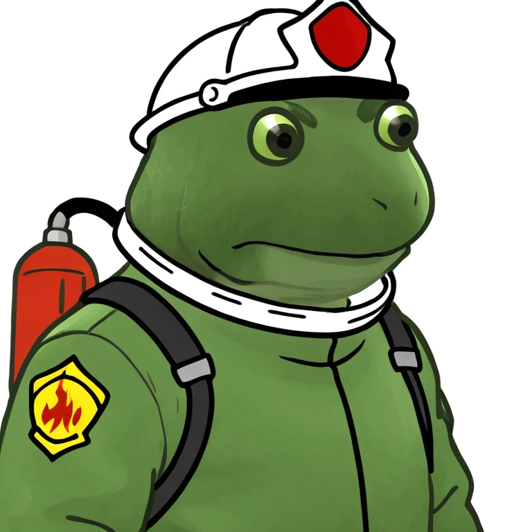 bufo in a fire fighter suit emoji