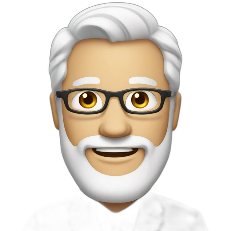 Create an emoji of a man smiling, business dressed, with white hair and with a short but neat white beard emoji