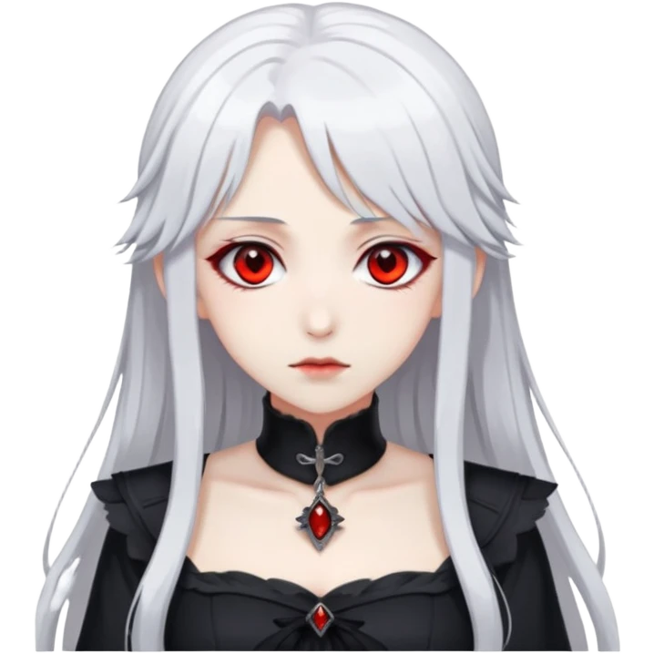 Suigintou, red eyes, white hair, black outfit emoji