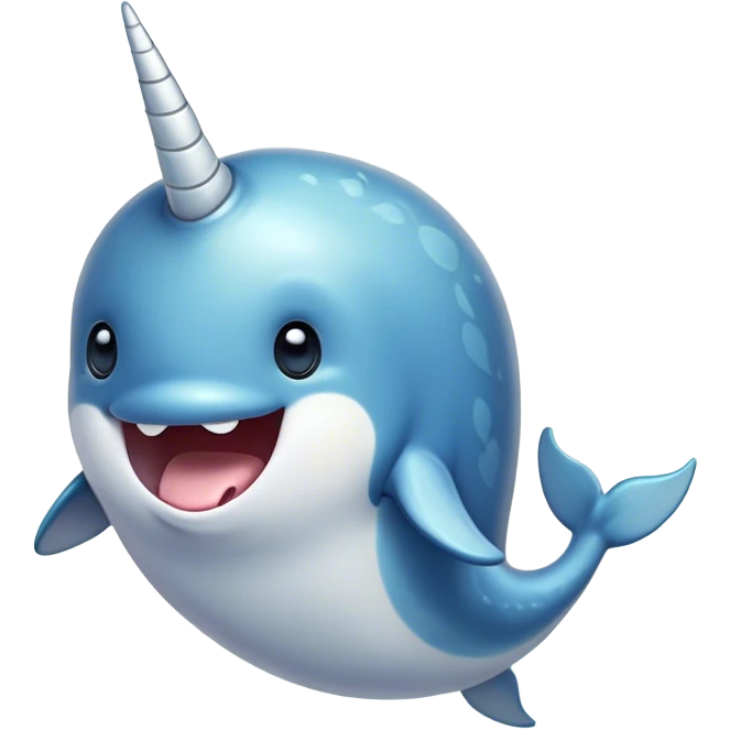 Cinematic Comical Narwhal Portrait Emoji, Head tilted dramatically with an exaggeratedly shocked expression, featuring a streamlined body with a prominently spiraled tusk and wide, comically expressive eyes brimming with disbelief, Simplified yet hilariously expressive features, highly detailed, glowing with a slightly sassy glow, high shine, dramatic yet playful, stylized with an air of quirky oceanic attitude, bright and endearing, soft glowing outline, capturing the essence of a meme-worthy narwhal that appears ready to side-eye its way into internet fame instantly! emoji