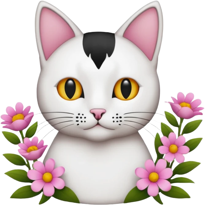 Modern outline icon of a cat with flowers emoji
