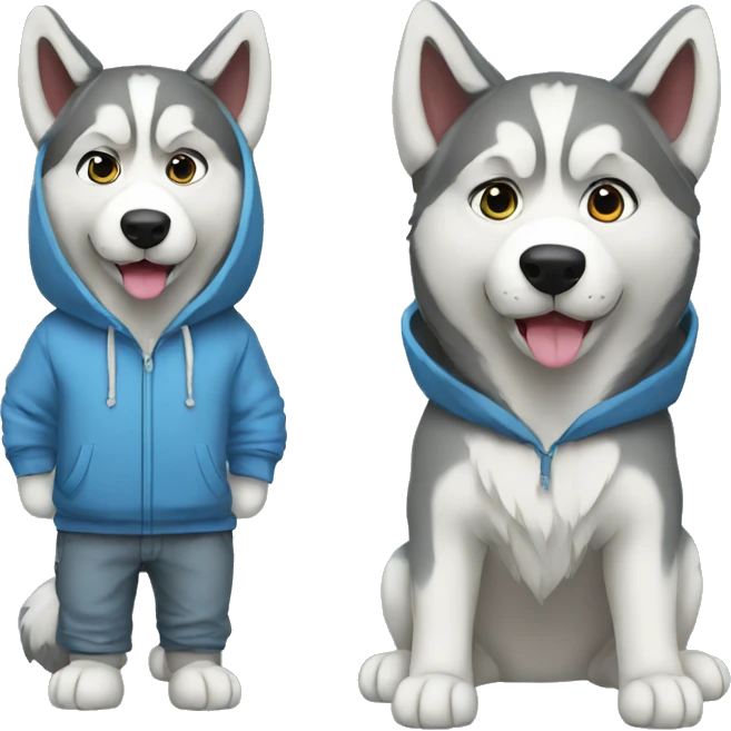 realistic husky full body in a hoody  emoji