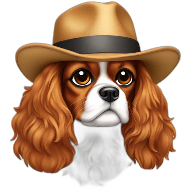 Dog Cavalier King Charles Spaniel in a hat emoji