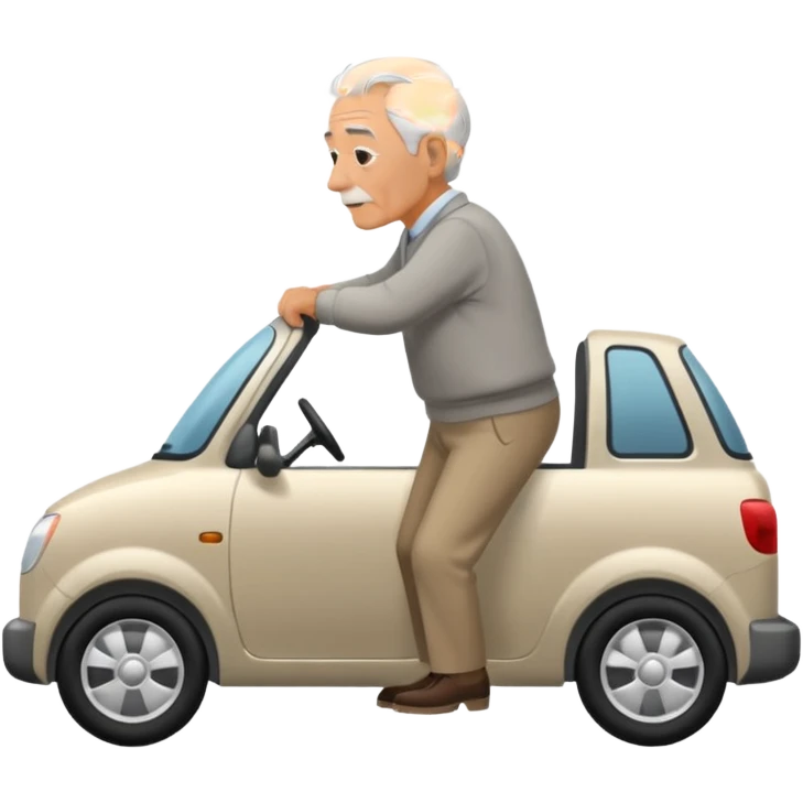 My grandfather is pulling a rear car emoji