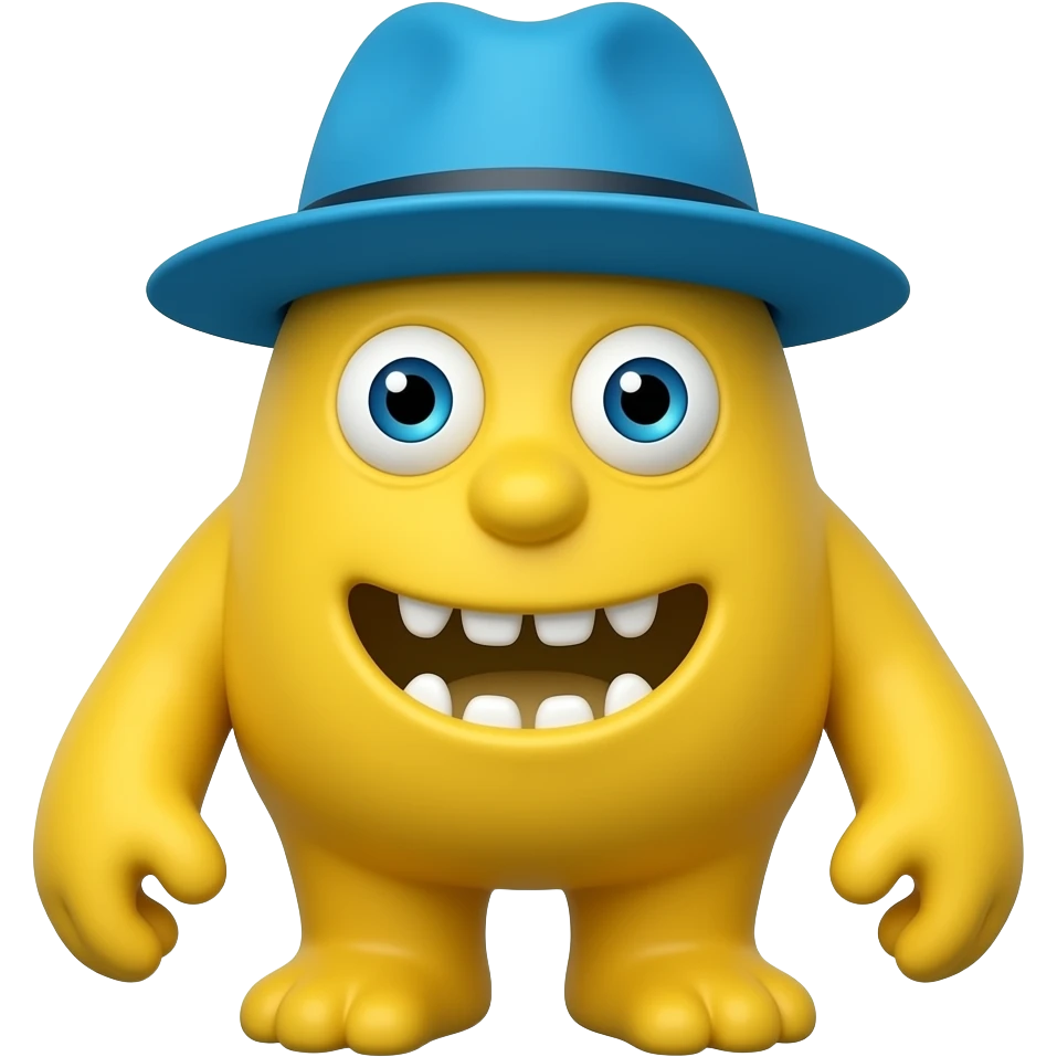monster in yellow color and wear blue hat emoji